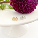 14k Gold & Diamond Pave Heart Posts
