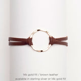 Leather Hammered Ring Bracelet