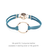 Leather Hammered Ring Bracelet