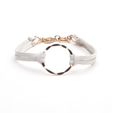 Leather Hammered Ring Bracelet