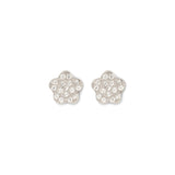14k White Gold & Diamond Pave Flower Posts
