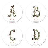Floral Monogram Cards with CZ Posts (A - D)