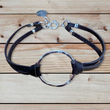 Leather Hammered Ring Bracelet