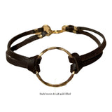 Leather Hammered Ring Bracelet