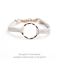 Leather Hammered Ring Bracelet