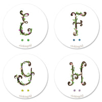 Floral Monogram Cards with CZ Posts (E - H)