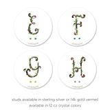 Floral Monogram Cards with CZ Posts (E - H)