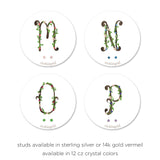 Floral Monogram Cards with CZ Posts (M - P)