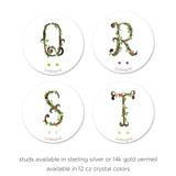 Floral Monogram Cards with CZ Posts (Q - T)