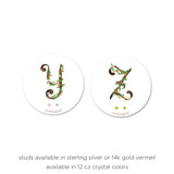 Floral Monogram Cards with CZ Posts (Y - Z)
